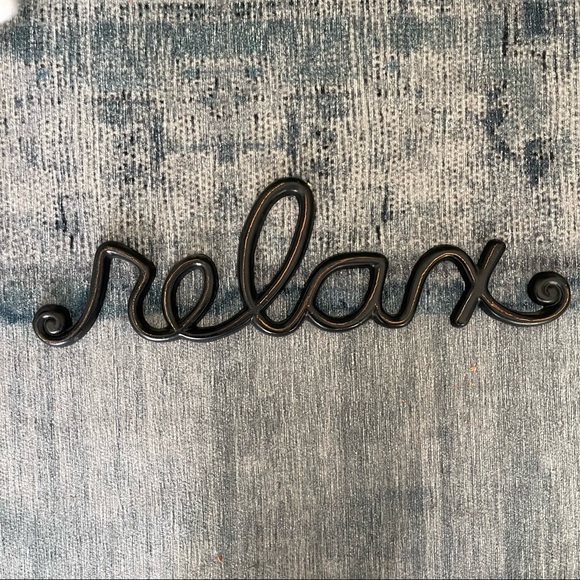 Black Brown Distressed Metal Relax Sign Wall Shelf Decor - Picture 8 of 8